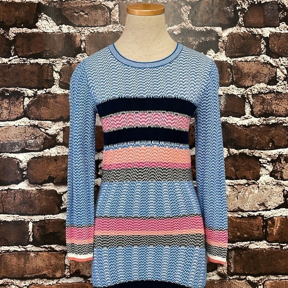 Tanya Taylor Sweater Dress Women's XS Extra Small Blue Striped Long Sleeve Midi - Picture 7 of 16